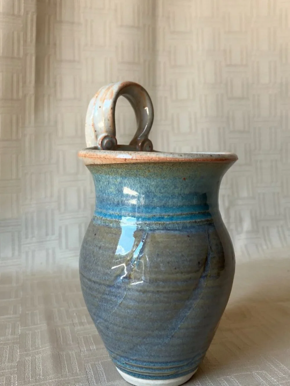 Studio Pottery Wall Pocket Vase / Herb Cuttings Pot; Lorraine Dilmore Stoneware